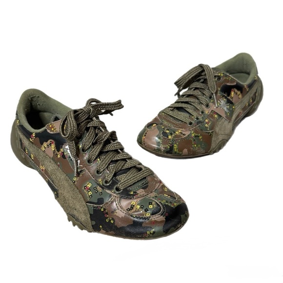 Puma Shoes - Puma X Mihara Yasuhiro Green and Brown Camouflage Sneakers